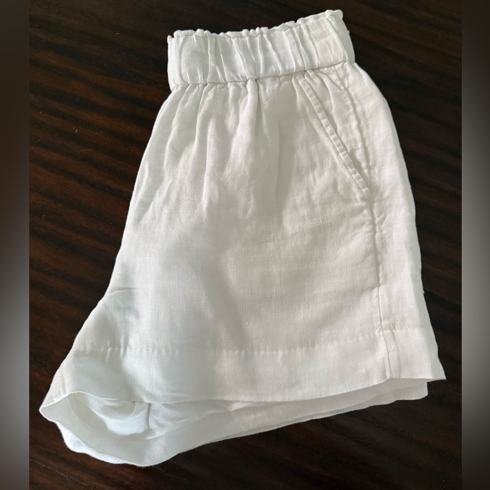 J. Crew Pull-On Linen Shorts in White - Sz S